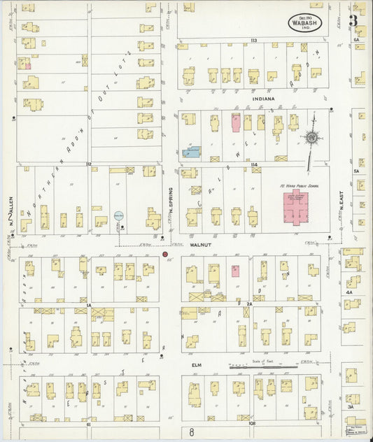 Sanborn Fire Insurance Map from Wabash, Wabash County, Indiana (1910), Sheet #0003 - Historic Sanborn Fire Insurance Map Print, vintage old map wall art, antique decor, genealogy gift, Indiana Indiana map