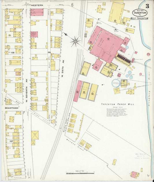 Sanborn Fire Insurance Map from Tarentum, Allegheny County, Pennsylvania (1909), Sheet #0003 - Historic Sanborn Fire Insurance Map Print, vintage old map wall art, antique decor, genealogy gift, Pennsylvania Pennsylvania map
