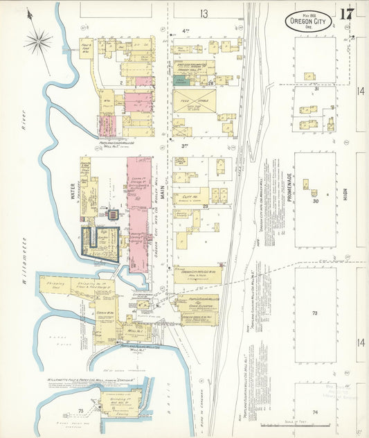 Sanborn Fire Insurance Map from Oregon City, Clackamas County, Oregon (1900), Sheet #0017 - Historic Sanborn Fire Insurance Map Print, vintage old map wall art, antique decor, genealogy gift, Oregon Oregon map
