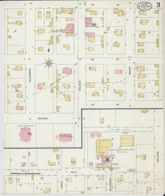 Sanborn Fire Insurance Map from Eureka, Woodford County, Illinois (1898), Sheet #0003 - Historic Sanborn Fire Insurance Map Print, vintage old map wall art, antique decor, genealogy gift, Illinois Illinois map