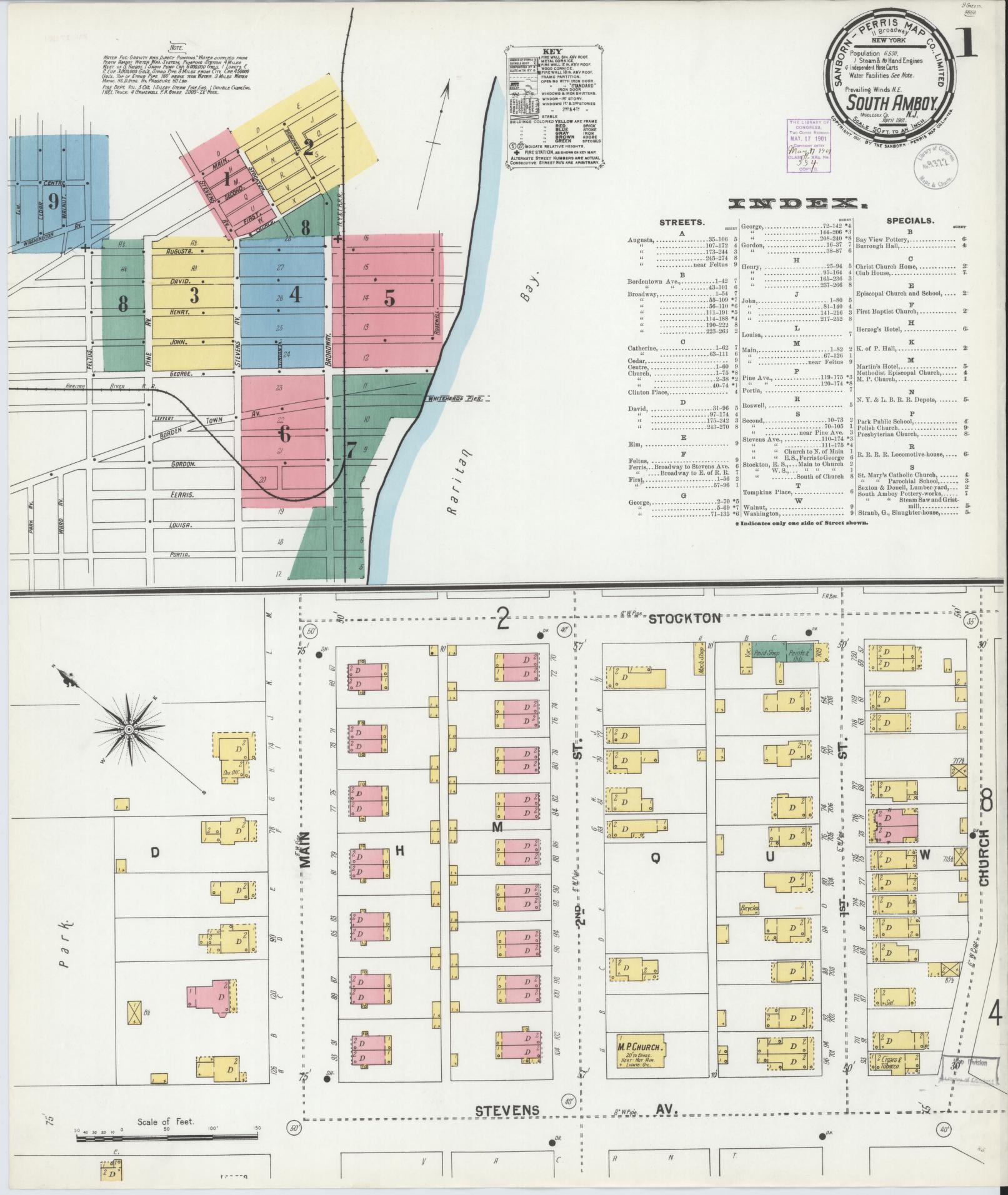 Sanborn Fire Insurance Map from South Amboy, Middlesex County, New Jersey. (1901) – Historic Sanborn Fire Insurance Map Print