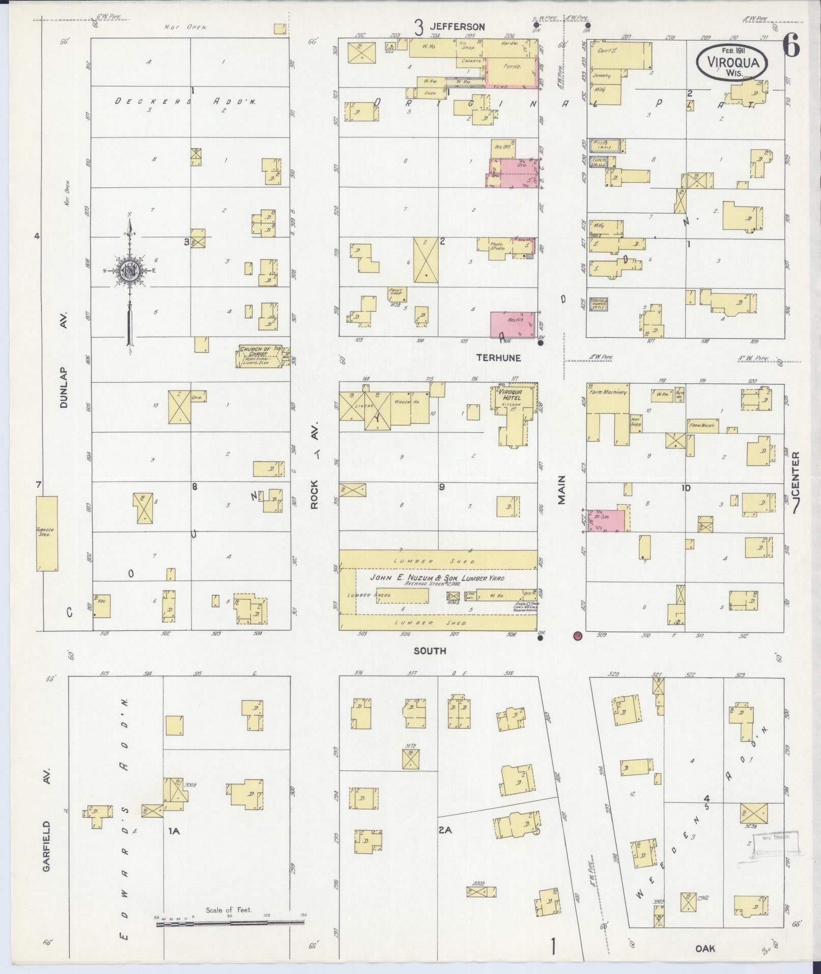 Sanborn Fire Insurance Map from Viroqua, Vernon County, Wisconsin (1911), Sheet #0006 - Complete Map Set gallery image, historic Sanborn map, vintage wall art, Wisconsin Wisconsin