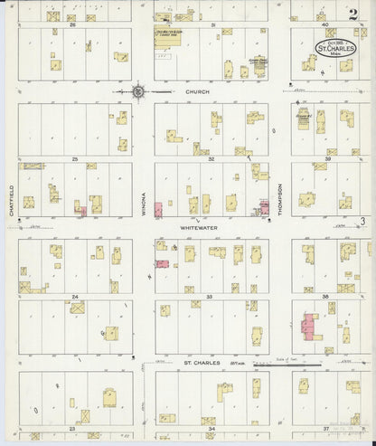 Sanborn Fire Insurance Map from Saint Charles, Winona County, Minnesota (1915), Sheet #0002 - Complete Map Set gallery image, historic Sanborn map, vintage wall art, Minnesota Minnesota