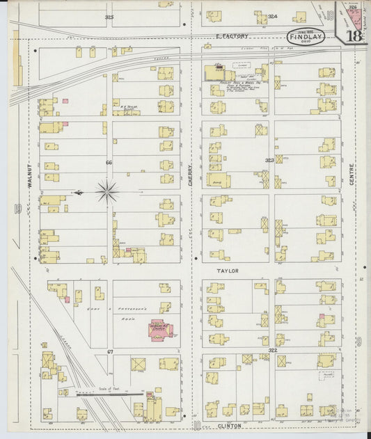 Sanborn Fire Insurance Map from Findlay, Hancock County, Ohio (1895), Sheet #0018 - Historic Sanborn Fire Insurance Map Print, vintage old map wall art, antique decor, genealogy gift, Ohio Ohio map