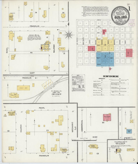 Sanborn Fire Insurance Map from Goliad, Goliad County, Texas (1906), Sheet #0001 - Complete Map Set gallery image, historic Sanborn map, vintage wall art, Texas Texas