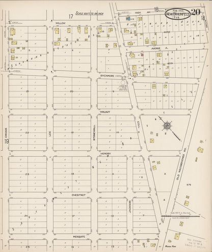 Sanborn Fire Insurance Map from New Braunfels, Comal County, Texas (1922), Sheet #0020 - Complete Map Set gallery image, historic Sanborn map, vintage wall art, Texas Texas