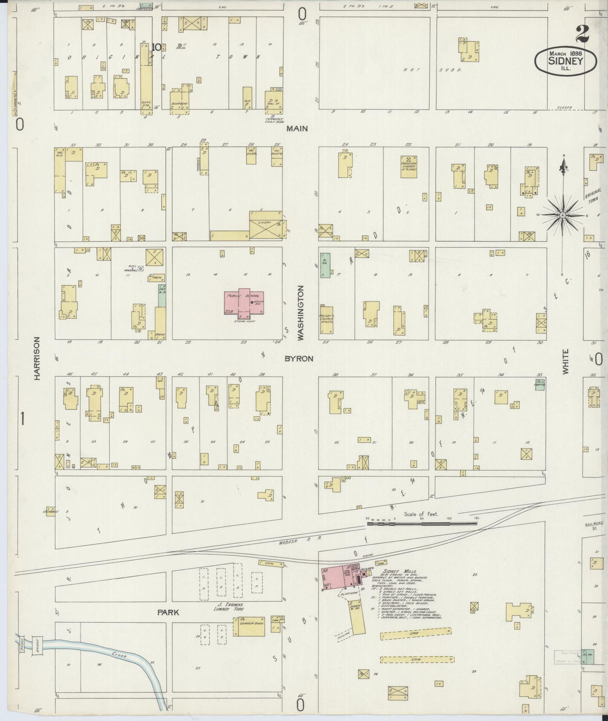 Sanborn Fire Insurance Map from Sidney, Champaign County, Illinois (1898), Sheet #0002 - Historic Sanborn Fire Insurance Map Print, vintage old map wall art, antique decor, genealogy gift, Illinois Illinois map
