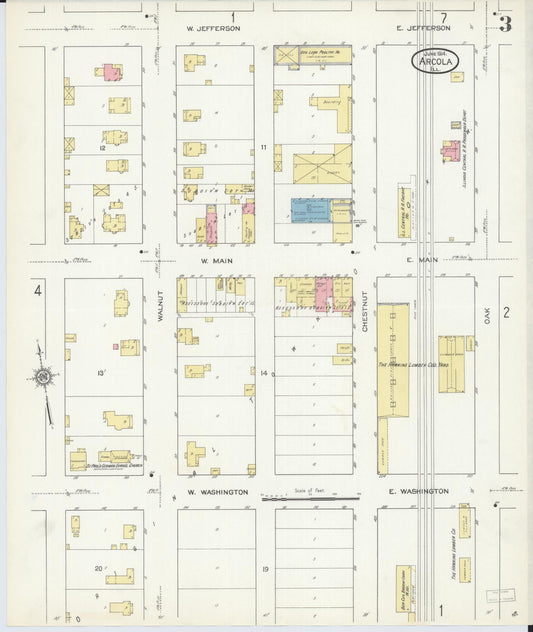 Sanborn Fire Insurance Map from Arcola, Douglas County, Illinois (1914), Sheet #0003 - Historic Sanborn Fire Insurance Map Print, vintage old map wall art, antique decor, genealogy gift, Illinois Illinois map