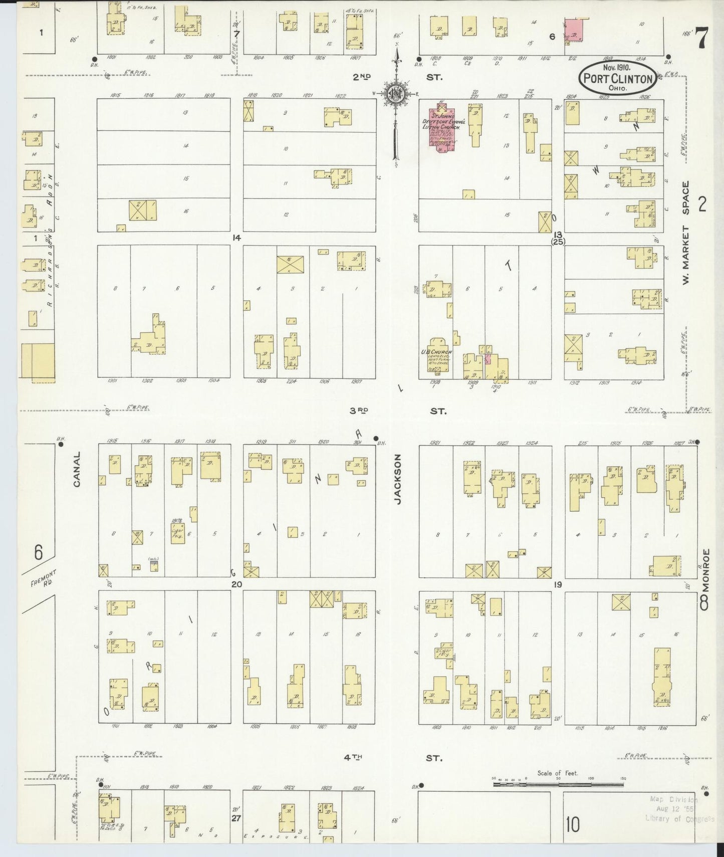 Sanborn Fire Insurance Map from Port Clinton, Ottawa County, Ohio (1910), Sheet #0007 - Complete Map Set gallery image, historic Sanborn map, vintage wall art, Ohio Ohio