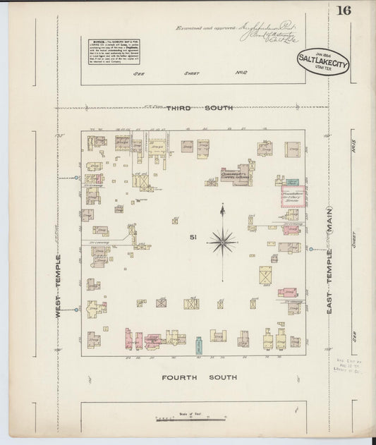 Sanborn Fire Insurance Map from Salt Lake City, Salt Lake County, Utah (1884), Sheet #0016 - Historic Sanborn Fire Insurance Map Print, vintage old map wall art, antique decor, genealogy gift, Utah Utah map