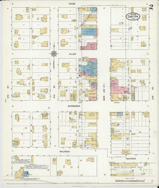 Sanborn Fire Insurance Map from Canton, Mcpherson County, Kansas (1912), Sheet #0002 - Historic Sanborn Fire Insurance Map Print, vintage old map wall art, antique decor, genealogy gift, Kansas Kansas map