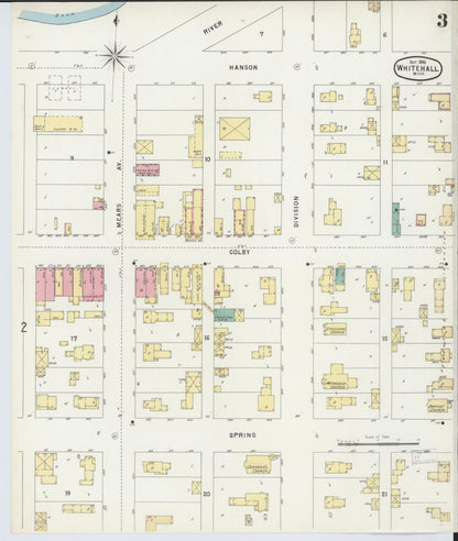 Sanborn Fire Insurance Map from Whitehall, Muskegon County, Michigan (1896), Sheet #0003 - Complete Map Set gallery image, historic Sanborn map, vintage wall art, Michigan Michigan