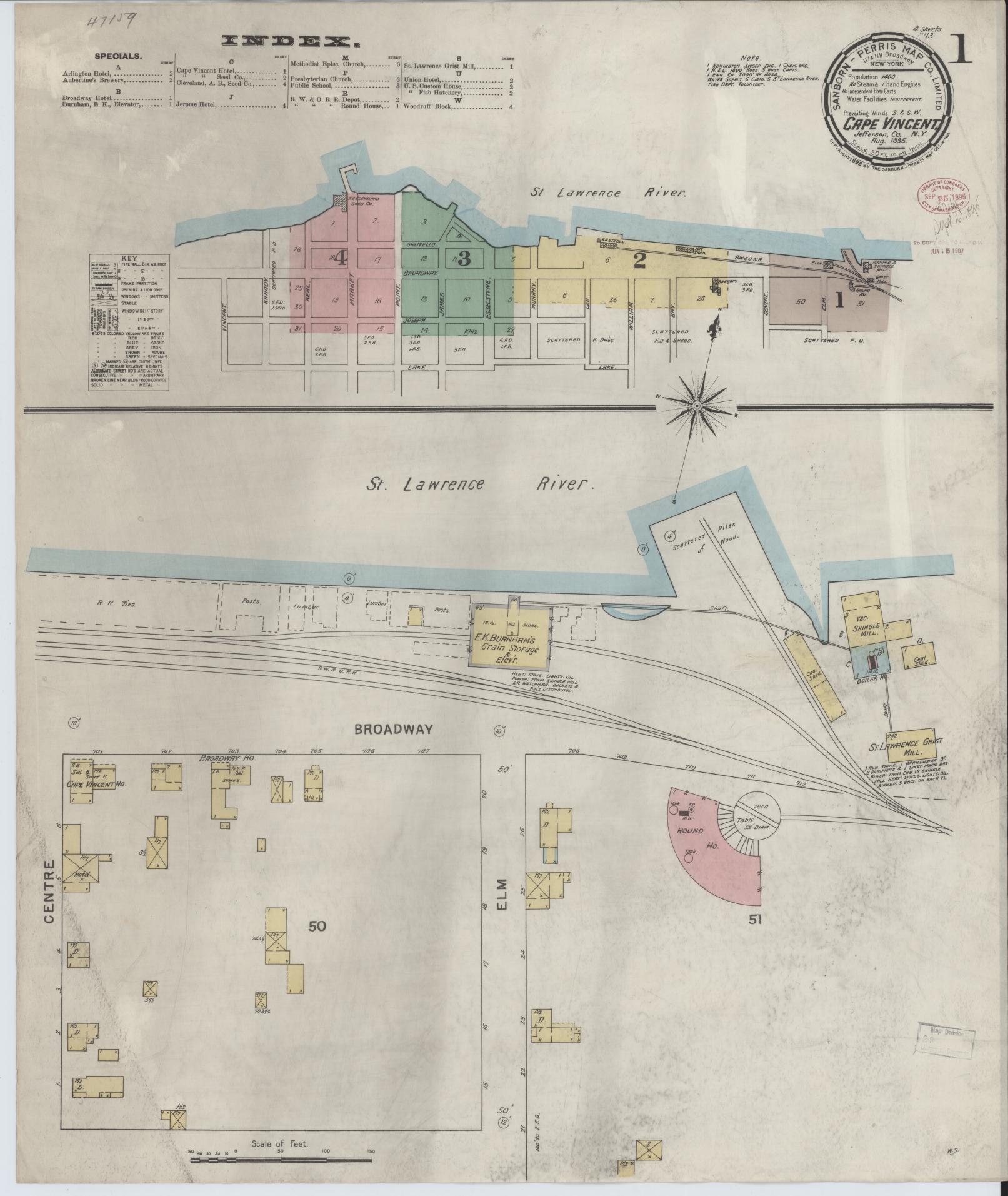 Sanborn Fire Insurance Map from Cape Vincent, Jefferson County, New York. (1895) – Historic Sanborn Fire Insurance Map Print