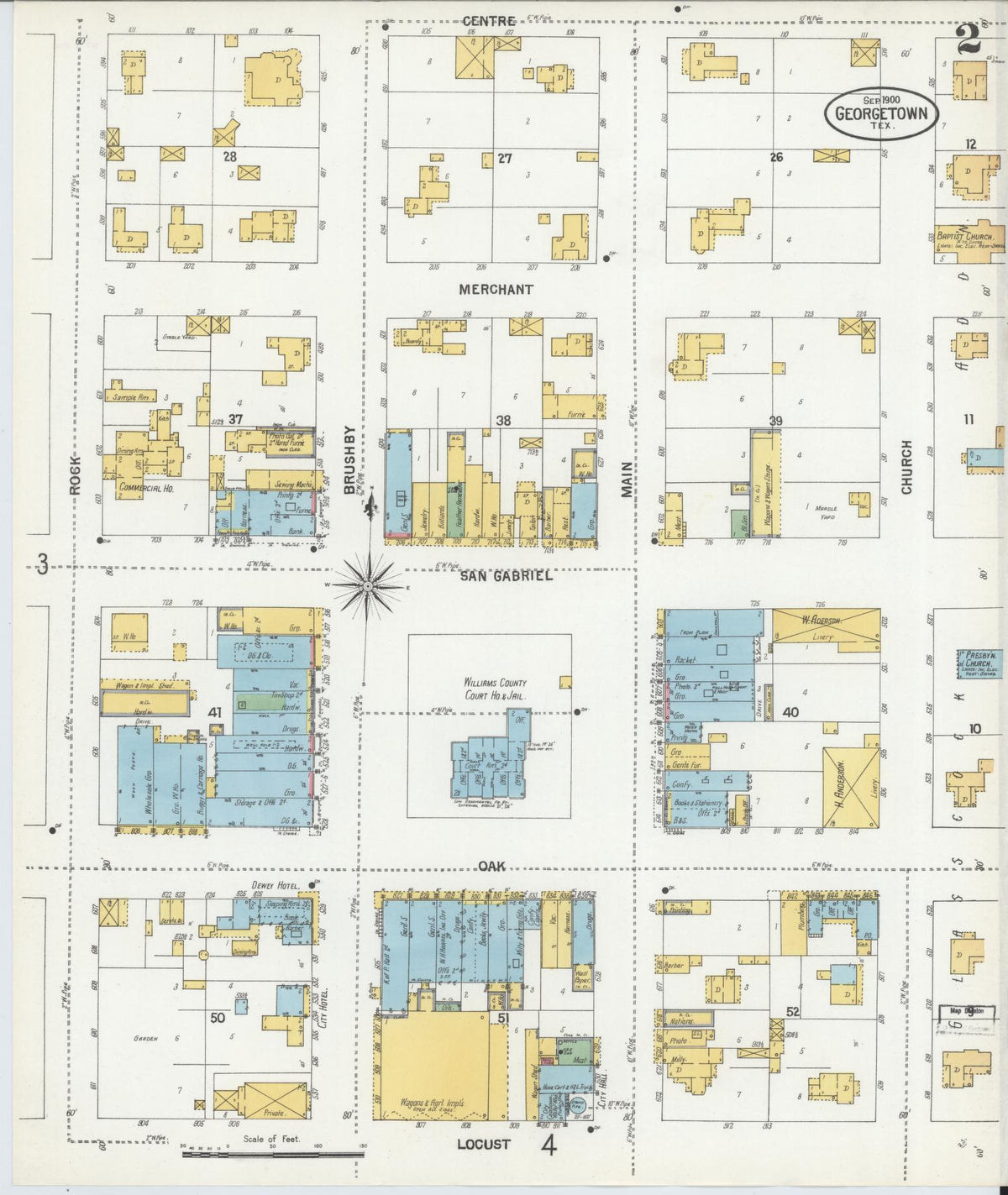 Sanborn Fire Insurance Map from Georgetown, Williamson County, Texas (1900), Sheet #0002 - Historic Sanborn Fire Insurance Map Print, vintage old map wall art, antique decor, genealogy gift, Texas Texas map