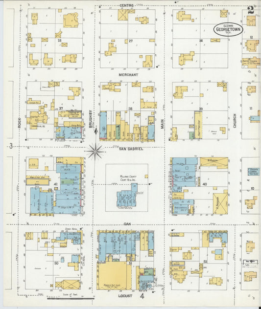 Sanborn Fire Insurance Map from Georgetown, Williamson County, Texas (1900), Sheet #0002 - Historic Sanborn Fire Insurance Map Print, vintage old map wall art, antique decor, genealogy gift, Texas Texas map