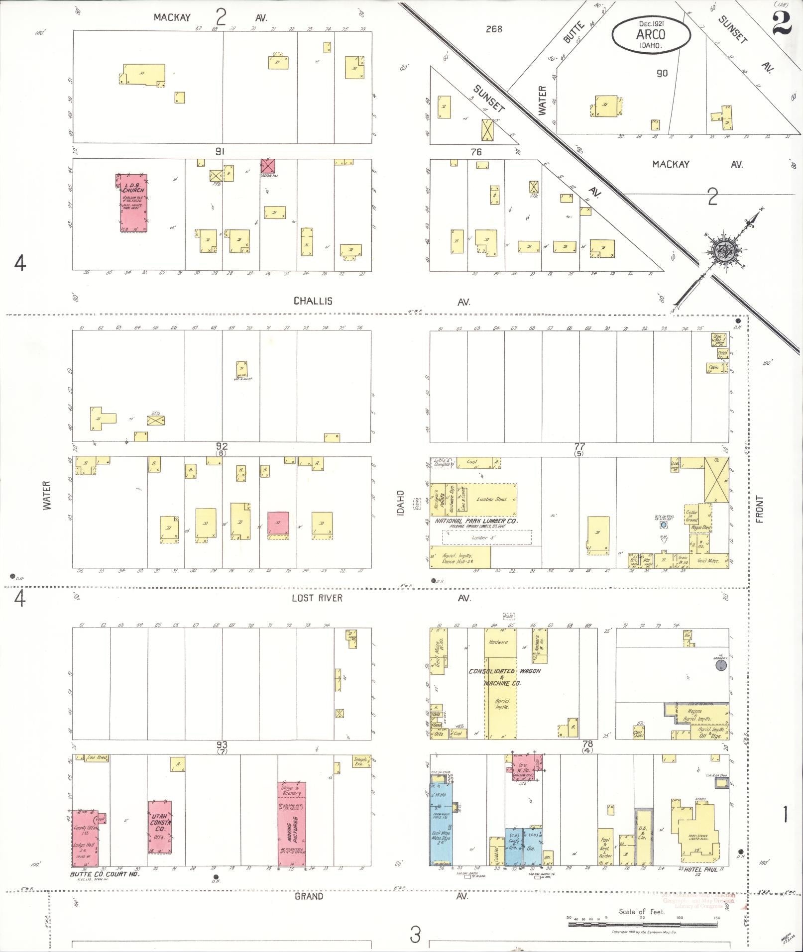 Sanborn Fire Insurance Map from Arco, Butte County, Idaho (1921), Sheet #0002 - Complete Map Set gallery image, historic Sanborn map, vintage wall art, Idaho Idaho