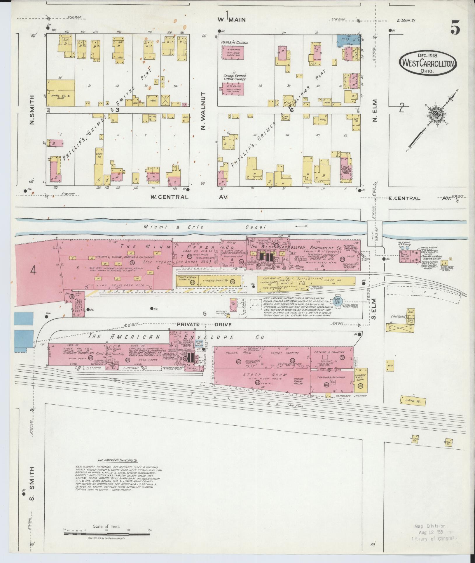 Sanborn Fire Insurance Map from West Carrollton, Montgomery County, Ohio (1918), Sheet #0005 - Historic Sanborn Fire Insurance Map Print, vintage old map wall art, antique decor, genealogy gift, Ohio Ohio map