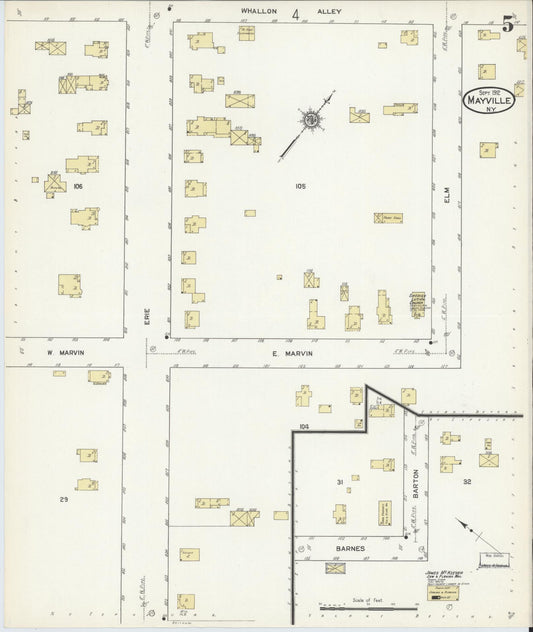 Sanborn Fire Insurance Map from Mayville, Chautauqua County, New York (1912), Sheet #0005 - Historic Sanborn Fire Insurance Map Print, vintage old map wall art, antique decor, genealogy gift, New York New York map
