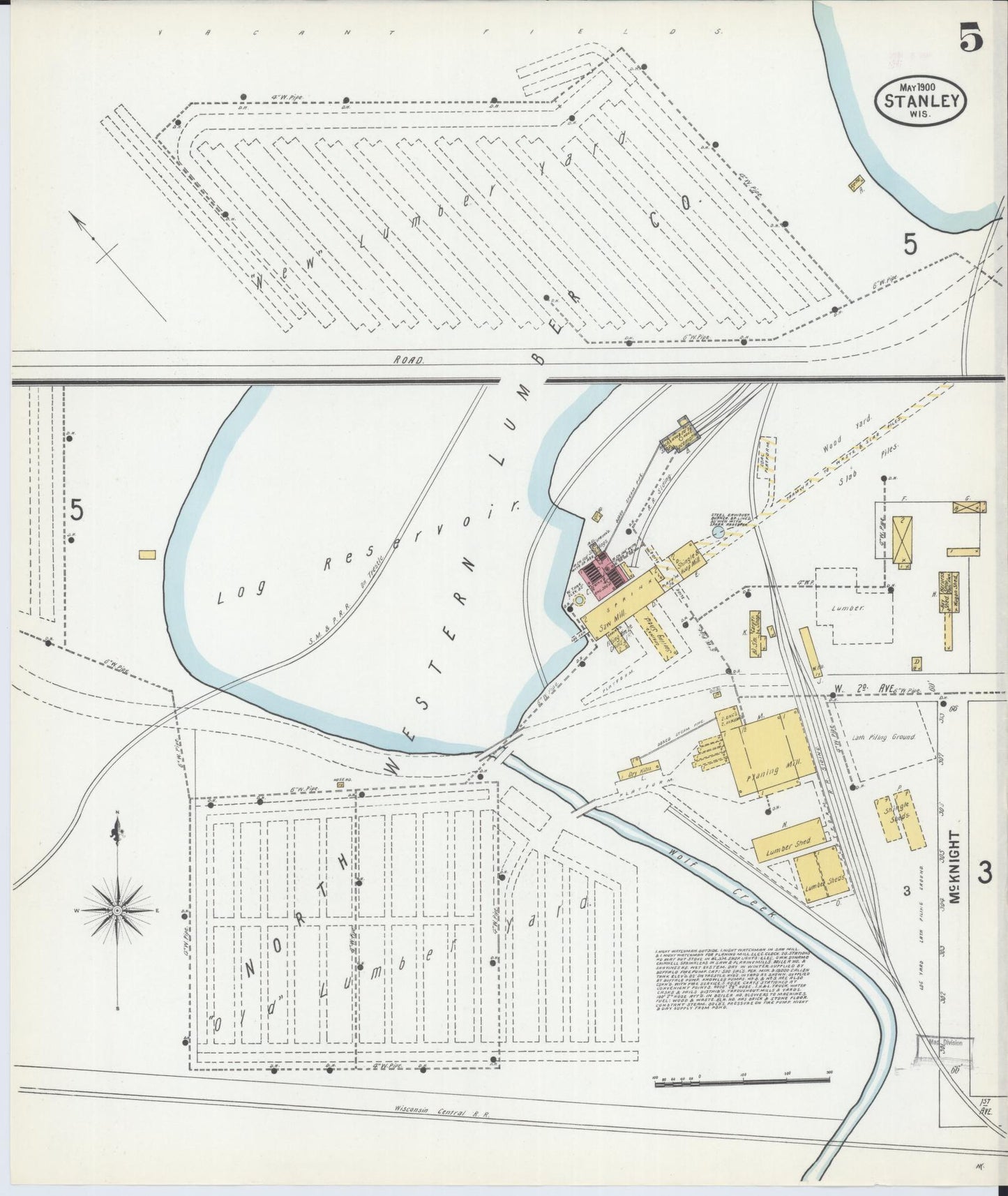 Sanborn Fire Insurance Map from Stanley, Chippewa County, Wisconsin (1900), Sheet #0005 - Historic Sanborn Fire Insurance Map Print, vintage old map wall art, antique decor, genealogy gift, Wisconsin Wisconsin map