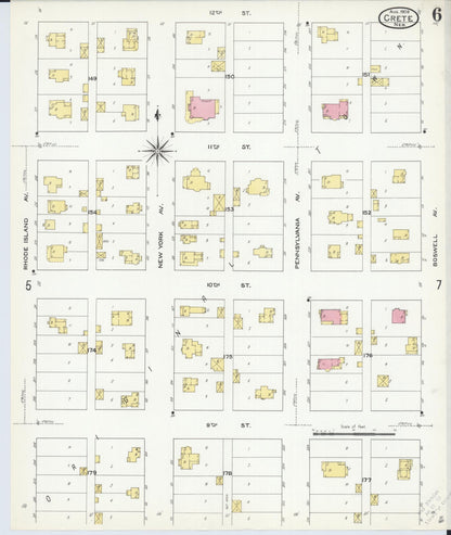 Sanborn Fire Insurance Map from Crete, Saline County, Nebraska (1909), Sheet #0006 - Complete Map Set gallery image, historic Sanborn map, vintage wall art, Nebraska Nebraska