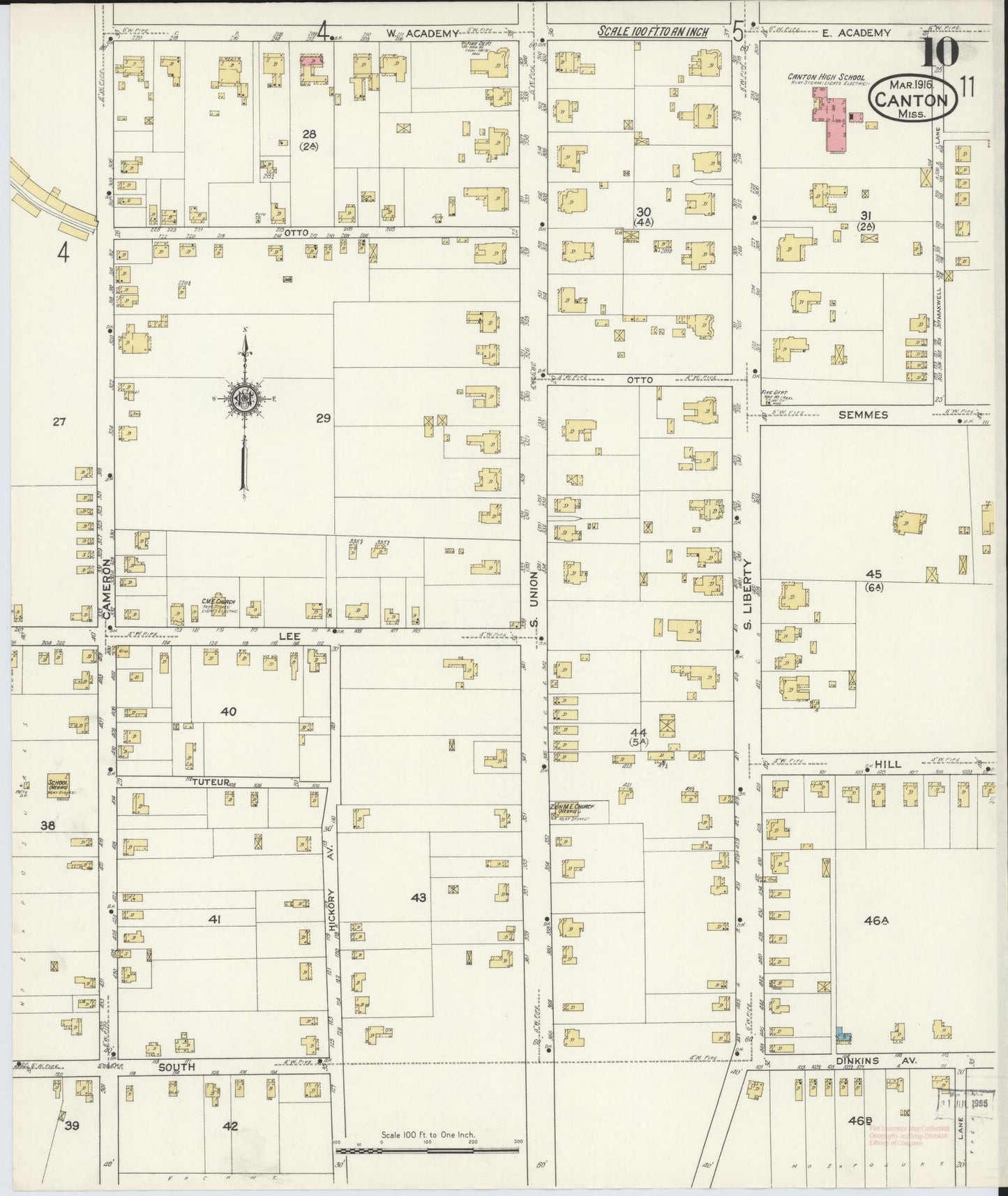 Sanborn Fire Insurance Map from Canton, Madison County, Mississippi (1916), Sheet #0010 - Complete Map Set gallery image, historic Sanborn map, vintage wall art, Mississippi Mississippi