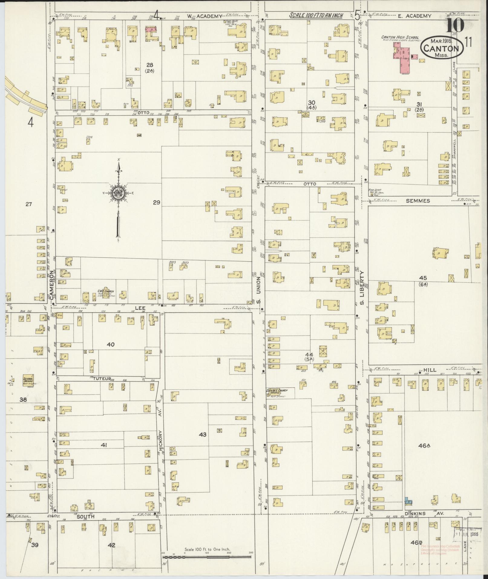 Sanborn Fire Insurance Map from Canton, Madison County, Mississippi (1916), Sheet #0010 - Complete Map Set gallery image, historic Sanborn map, vintage wall art, Mississippi Mississippi