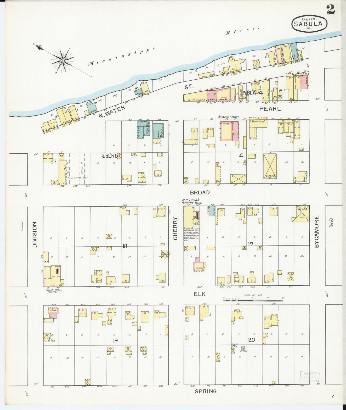 Sanborn Fire Insurance Map from Sabula, Jackson County, Iowa (1893), Sheet #0002 - Historic Sanborn Fire Insurance Map Print