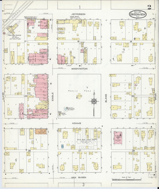 Sanborn Fire Insurance Map from Greenview, Menard County, Illinois (1914), Sheet #0002 - Historic Sanborn Fire Insurance Map Print, vintage old map wall art, antique decor, genealogy gift, Illinois Illinois map