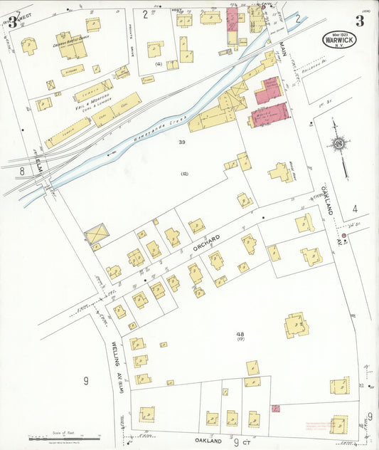 Sanborn Fire Insurance Map from Warwick, Orange County, New York (1923), Sheet #0003 - Historic Sanborn Fire Insurance Map Print, vintage old map wall art, antique decor, genealogy gift, New York New York map