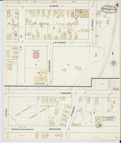 Sanborn Fire Insurance Map from Marquette, Marquette County, Michigan (1888), Sheet #0004 - Complete Map Set gallery image, historic Sanborn map, vintage wall art, Michigan Michigan