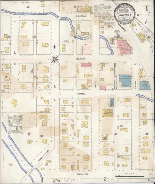 Sanborn Fire Insurance Map from Starbuck, Columbia County, Washington (1930), Sheet #0001 - Complete Map Set gallery image, historic Sanborn map, vintage wall art, Washington Washington