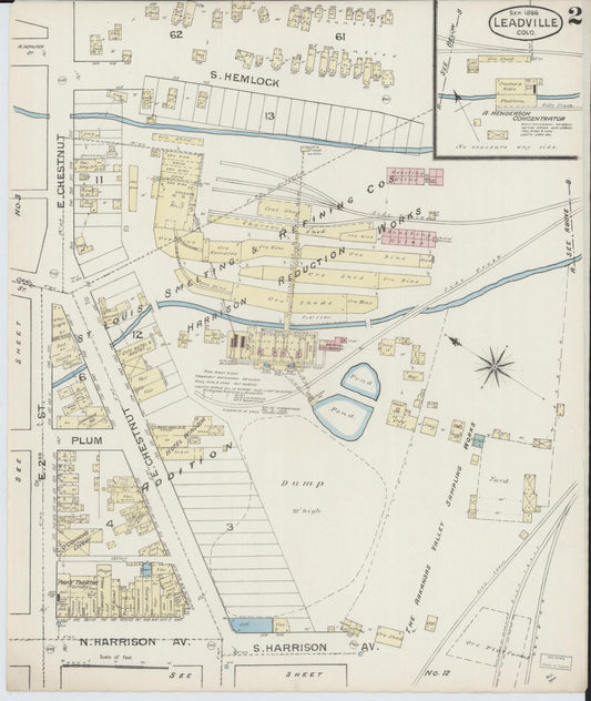 Sanborn Fire Insurance Map from Leadville, Lake County, Colorado (1886), Sheet #0002 - Historic Sanborn Fire Insurance Map Print, vintage old map wall art, antique decor, genealogy gift, Colorado Colorado map