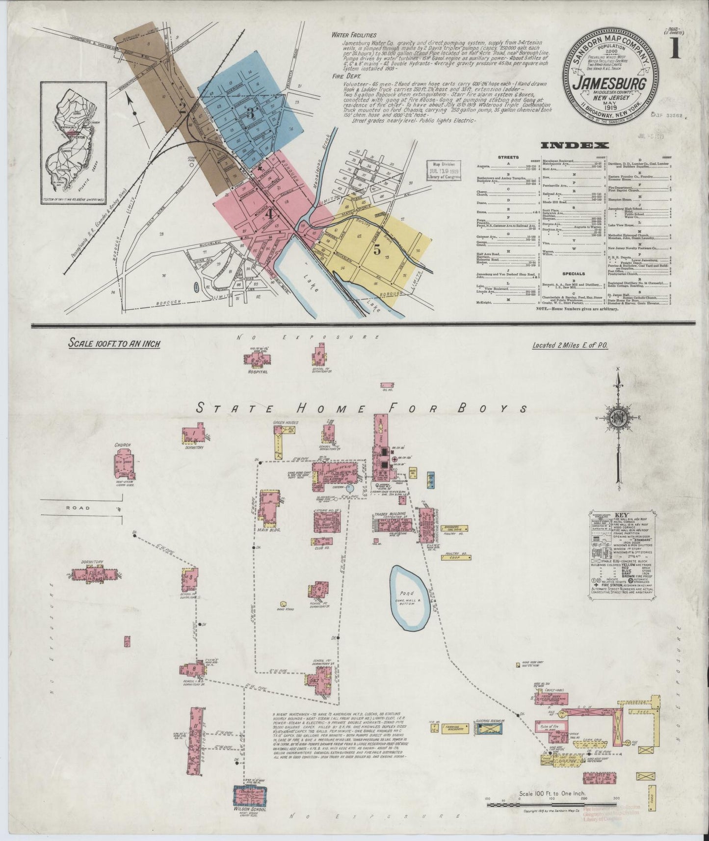 Sanborn Fire Insurance Map from Jamesburg, Middlesex County, New Jersey. (1919) – Historic Sanborn Fire Insurance Map Print