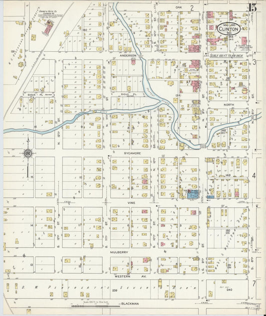 Sanborn Fire Insurance Map from Clinton, Vermillion County, Indiana (1915), Sheet #0015 - Historic Sanborn Fire Insurance Map Print, vintage old map wall art, antique decor, genealogy gift, Indiana Indiana map