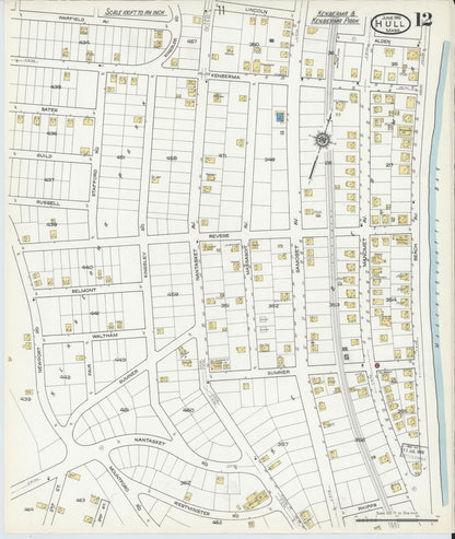Sanborn Fire Insurance Map from Hull, Plymouth County, Massachusetts (1916), Sheet #0012 - Complete Map Set gallery image, historic Sanborn map, vintage wall art, Massachusetts Massachusetts