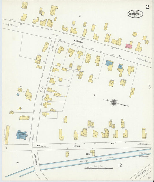 Sanborn Fire Insurance Map from Hamilton, Madison County, New York (1911), Sheet #0002 - Historic Sanborn Fire Insurance Map Print, vintage old map wall art, antique decor, genealogy gift, New York New York map