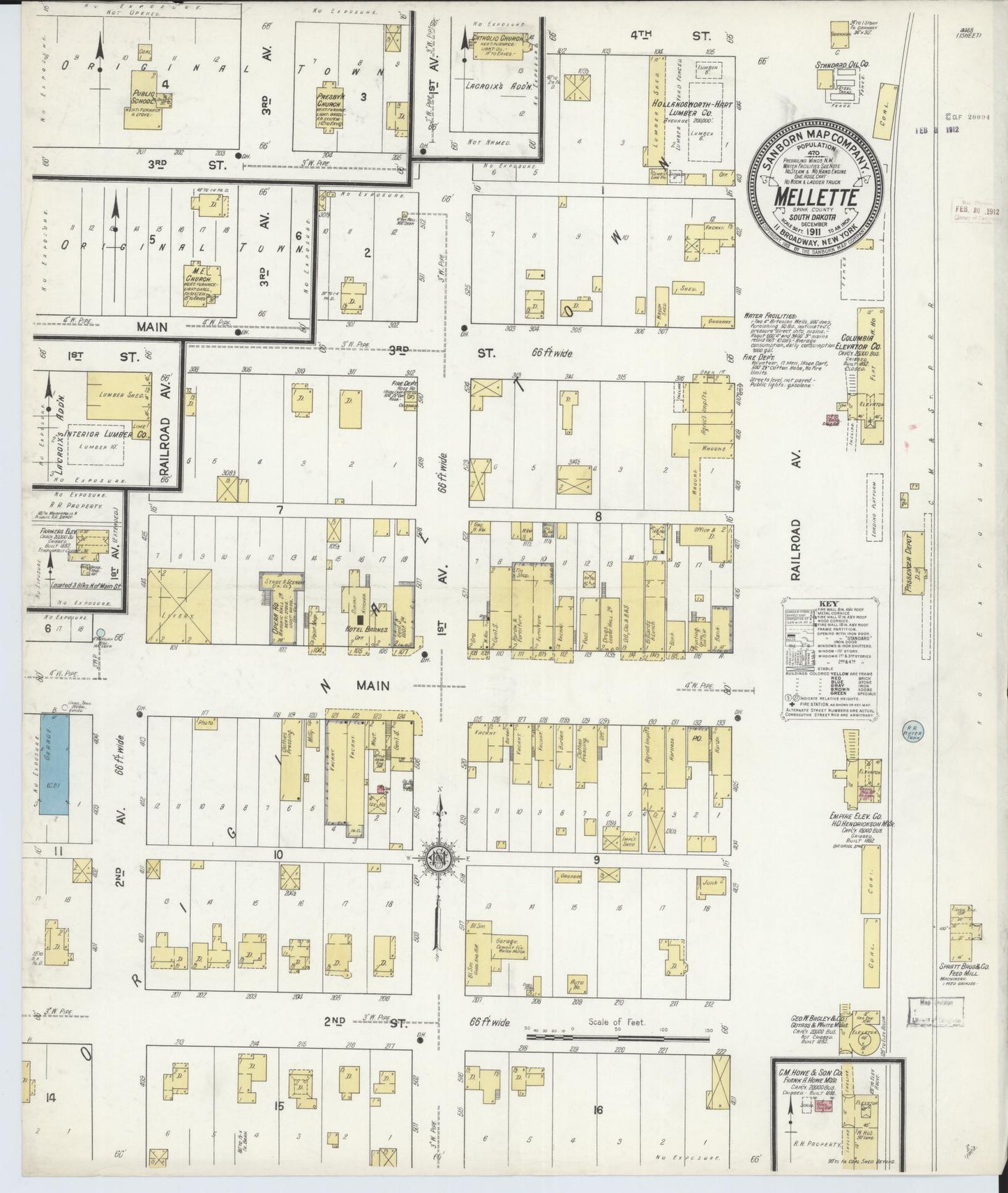 Sanborn Fire Insurance Map from Mellette, Spink County, South Dakota (1911), Sheet #0001 - Historic Sanborn Fire Insurance Map Print, vintage old map wall art, antique decor, genealogy gift, South Dakota South Dakota map