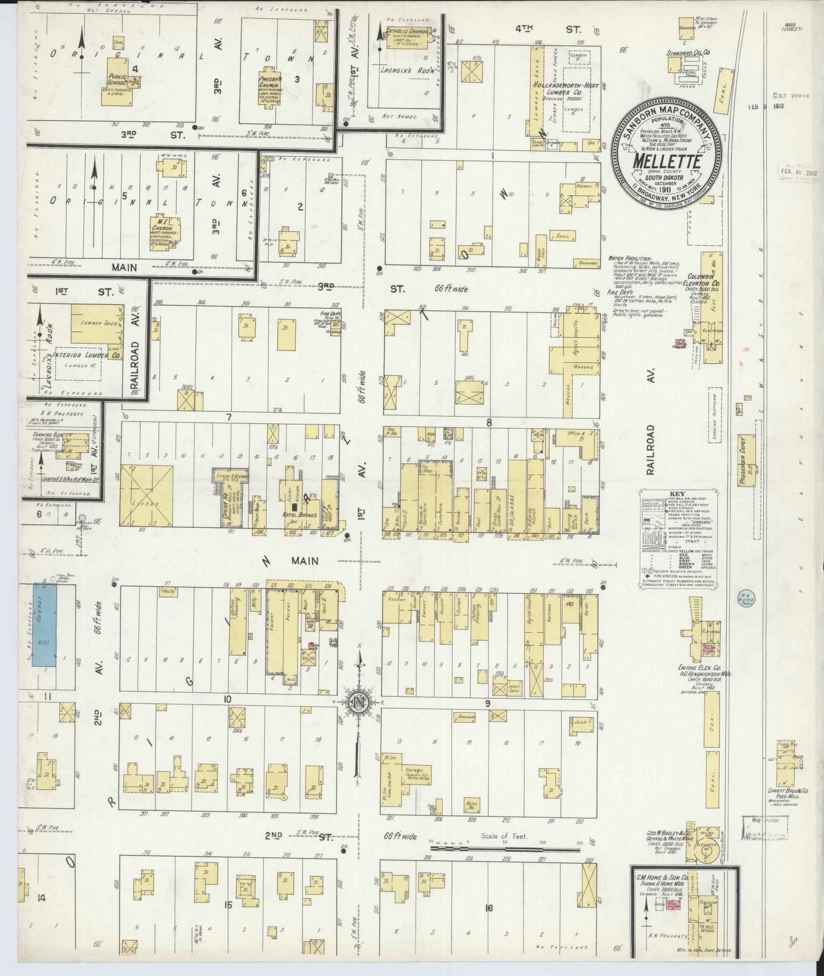 Sanborn Fire Insurance Map from Mellette, Spink County, South Dakota (1911), Sheet #0001 - Historic Sanborn Fire Insurance Map Print, vintage old map wall art, antique decor, genealogy gift, South Dakota South Dakota map