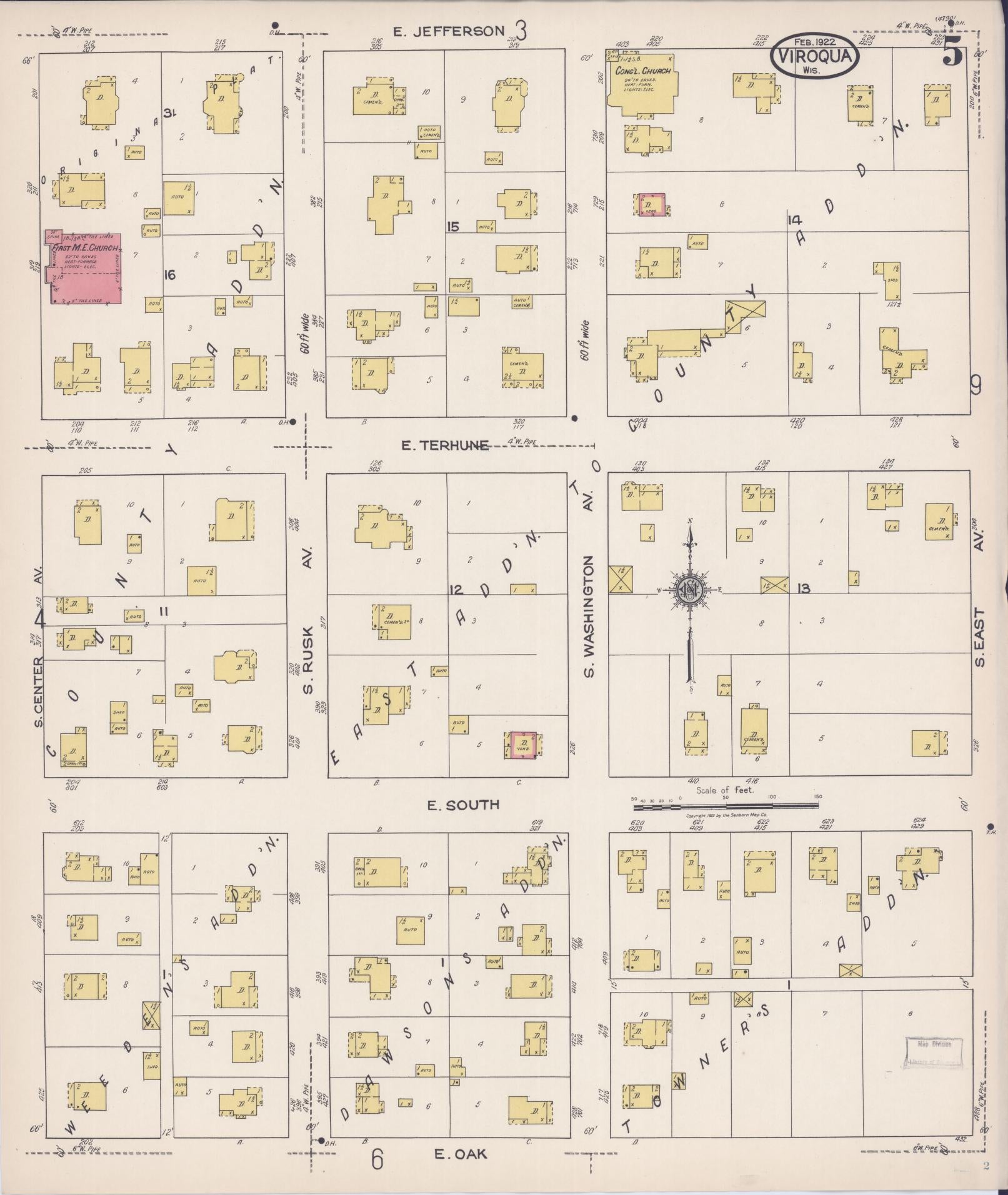 Sanborn Fire Insurance Map from Viroqua, Vernon County, Wisconsin (1922), Sheet #0005 - Complete Map Set gallery image, historic Sanborn map, vintage wall art, Wisconsin Wisconsin