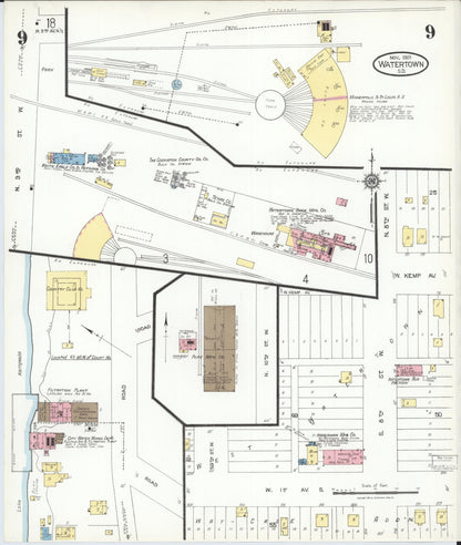 Sanborn Fire Insurance Map from Watertown, Codington County, South Dakota (1923), Sheet #0009 - Complete Map Set gallery image, historic Sanborn map, vintage wall art, South Dakota South Dakota