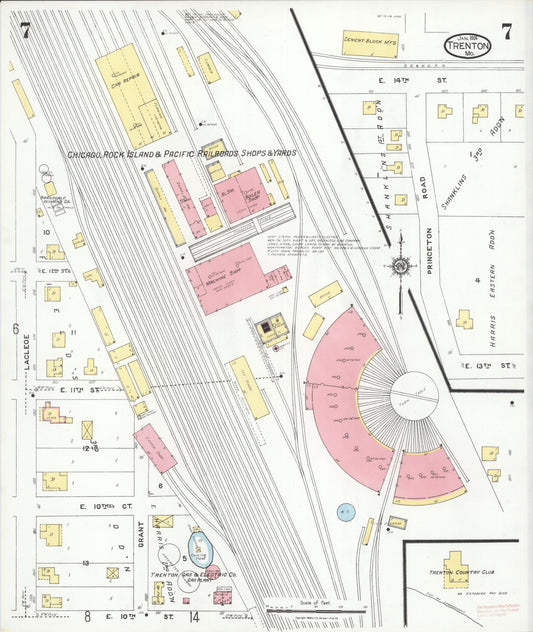 Sanborn Fire Insurance Map from Trenton, Grundy County, Missouri (1924), Sheet #0007 - Historic Sanborn Fire Insurance Map Print, vintage old map wall art, antique decor, genealogy gift, Missouri Missouri map