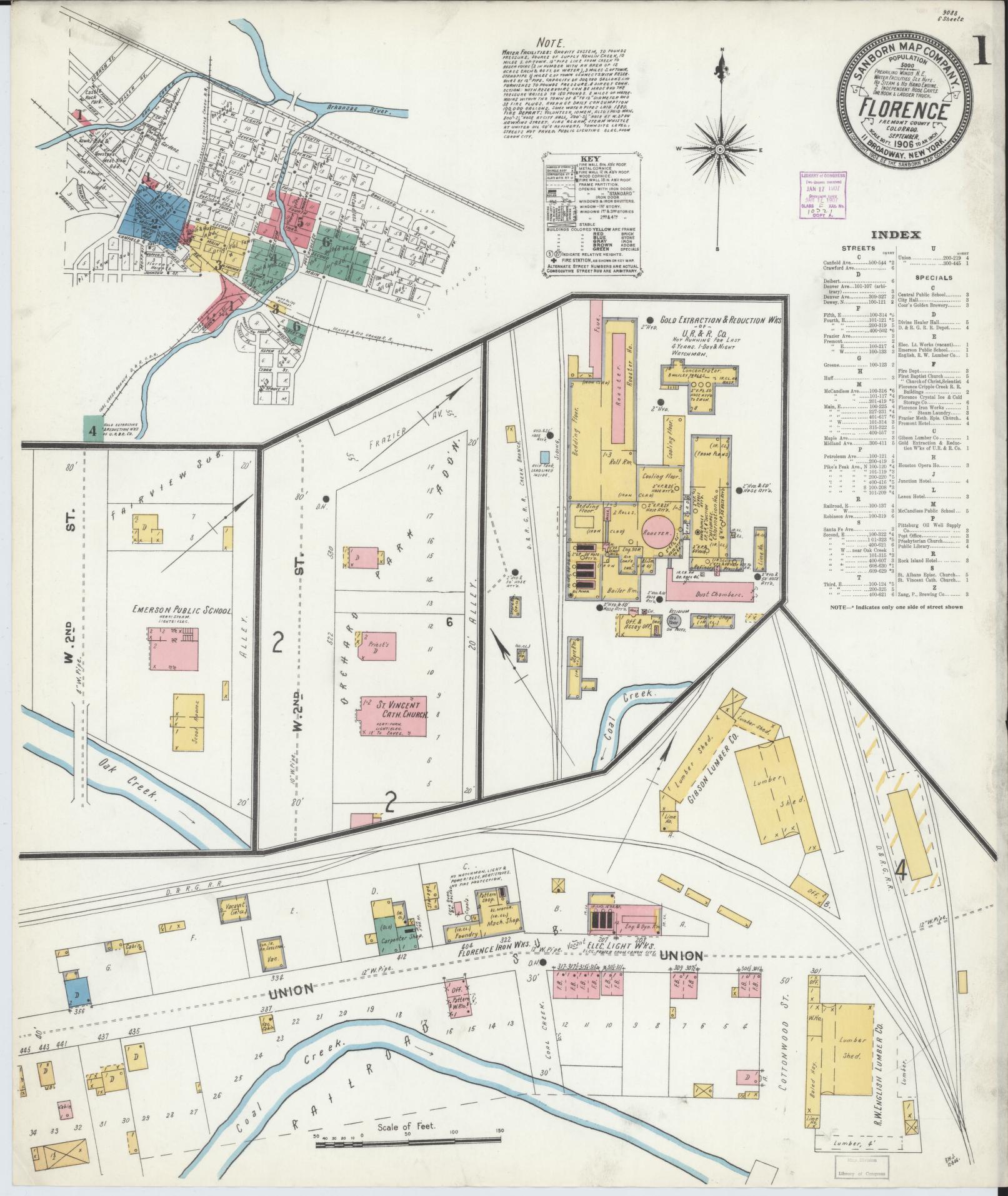 Sanborn Fire Insurance Map from Florence, Fremont County, Colorado. (1906) – Historic Sanborn Fire Insurance Map Print