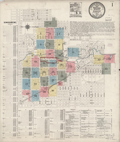 Sanborn Fire Insurance Map from Baker, Baker County, Oregon (1911), Sheet #0001 - Complete Map Set gallery image, historic Sanborn map, vintage wall art, Oregon Oregon