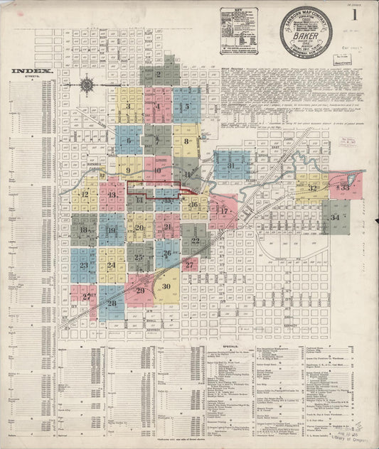Sanborn Fire Insurance Map from Baker, Baker County, Oregon (1911), Sheet #0001 - Complete Map Set gallery image, historic Sanborn map, vintage wall art, Oregon Oregon