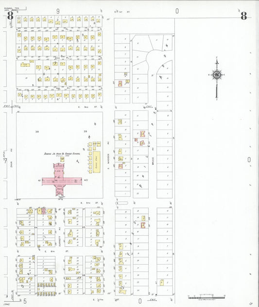 Sanborn Fire Insurance Map from Dumas, Moore County, Texas (1950), Sheet #0008 - Historic Sanborn Fire Insurance Map Print, vintage old map wall art, antique decor, genealogy gift, Texas Texas map