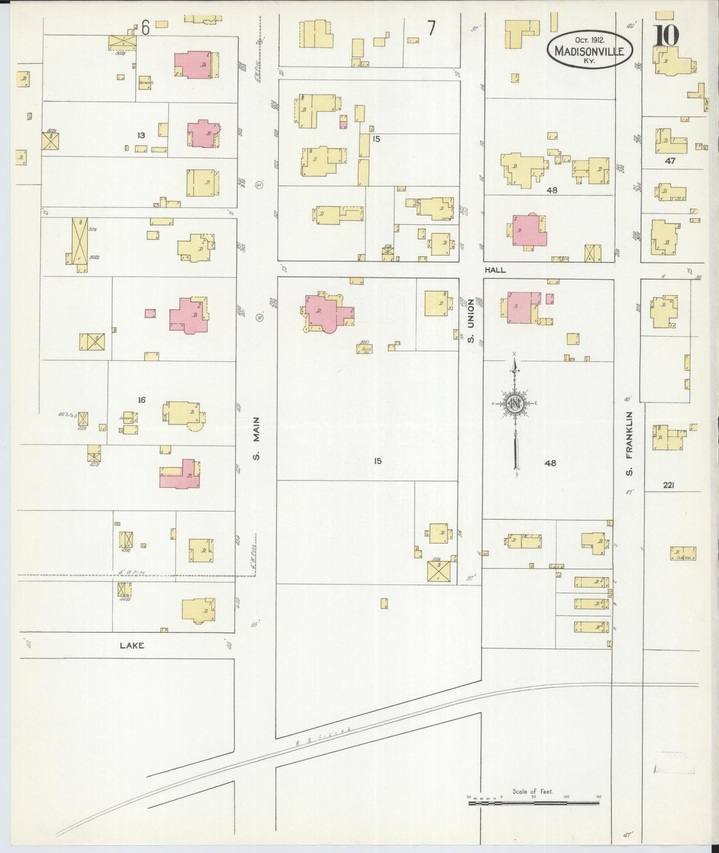 Sanborn Fire Insurance Map from Madisonville, Hopkins County, Kentucky (1912), Sheet #0010 - Complete Map Set gallery image, historic Sanborn map, vintage wall art, Kentucky Kentucky