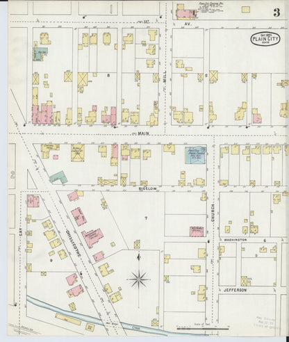 Sanborn Fire Insurance Map from Plain City, Madison And Union Counties, Ohio (1895), Sheet #0003 - Historic Sanborn Fire Insurance Map Print, vintage old map wall art, antique decor, genealogy gift, Ohio Ohio map