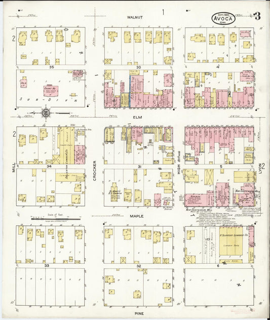 Sanborn Fire Insurance Map from Avoca, Pottawattamie County, Iowa (1920), Sheet #0003 - Historic Sanborn Fire Insurance Map Print, vintage old map wall art