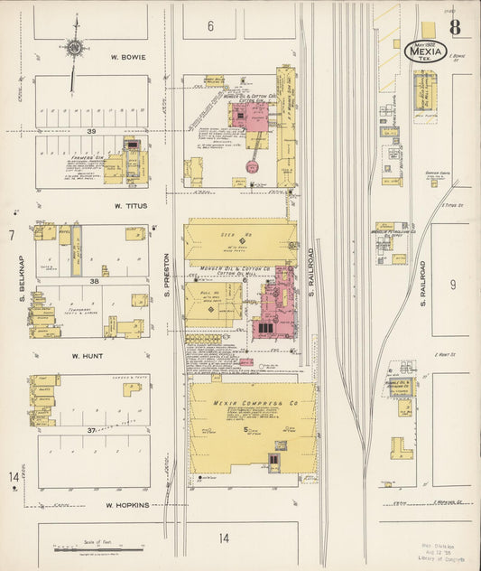 Sanborn Fire Insurance Map from Mexia, Limestone County, Texas (1922), Sheet #0008 - Historic Sanborn Fire Insurance Map Print, vintage old map wall art, antique decor, genealogy gift, Texas Texas map