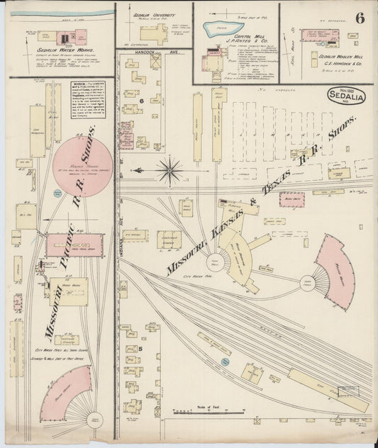 Sanborn Fire Insurance Map from Sedalia, Pettis County, Missouri (1883), Sheet #0006 - Historic Sanborn Fire Insurance Map Print, vintage old map wall art, antique decor, genealogy gift, Missouri Missouri map